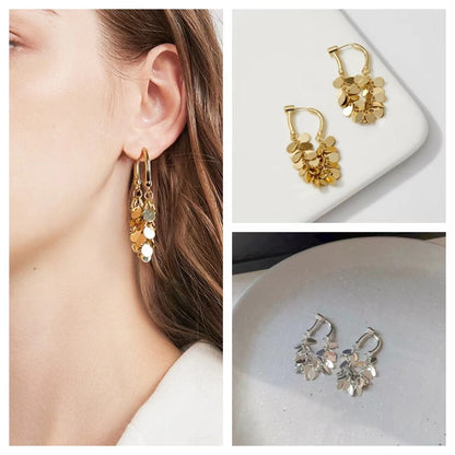 Long Tassel Round Rectangular Gold And Sier High Profile Earrings