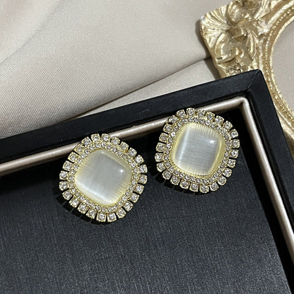 Needle French Opal Simple And Stylish Earrings