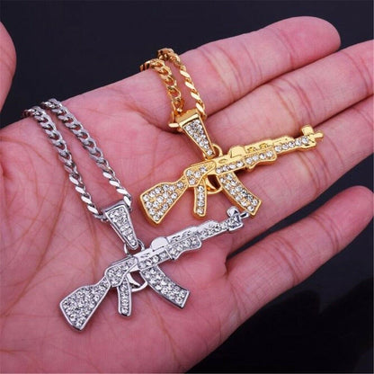 Hop Full Diamond Machine Gun Personalized Necklaces