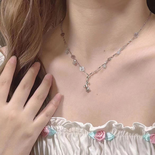 Retro Rose Stitching Female Sweet Fresh Mori Pendant Necklaces