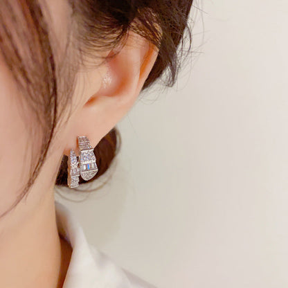 Women's Zircon Snake-shaped Small Ear Personalized Niche Design Earrings