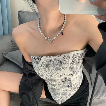 Sweet Cool Hot Spider Reflective Pearl Necklaces