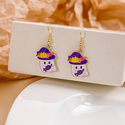 Halloween Bat Pumpkin Funny Horror Skull Eye Beads Earrings