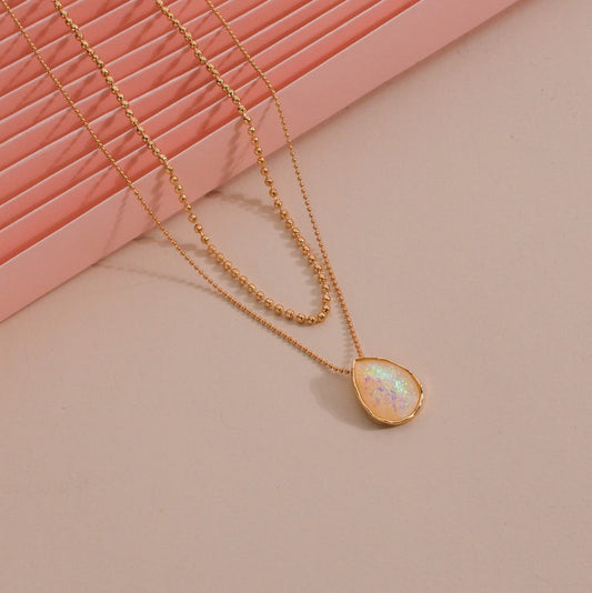 Retro Style Water Drop Imitation Opal Necklaces