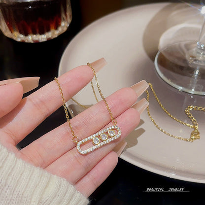 Women's Simple Zircon Titanium Steel Geometric For Necklaces