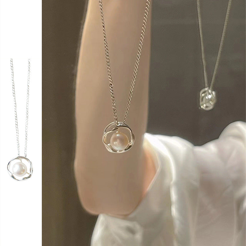 Women's Niche French Style Short Simple Sier Necklaces