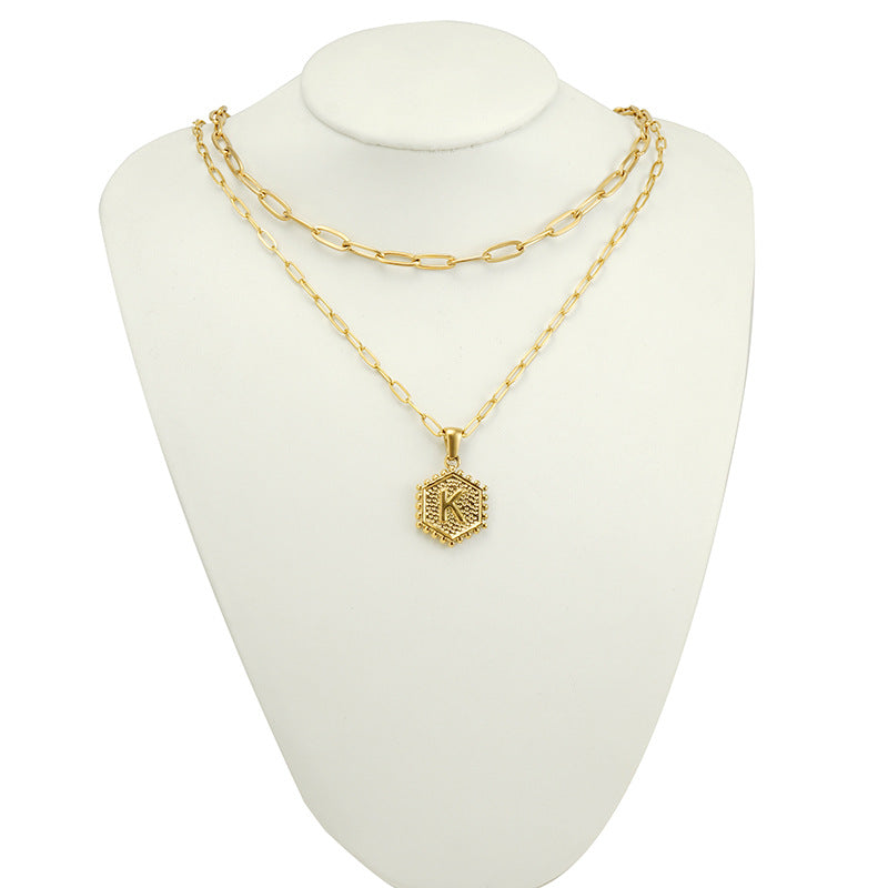 Women's Gold Combination Stainless Steel English Letter Necklaces
