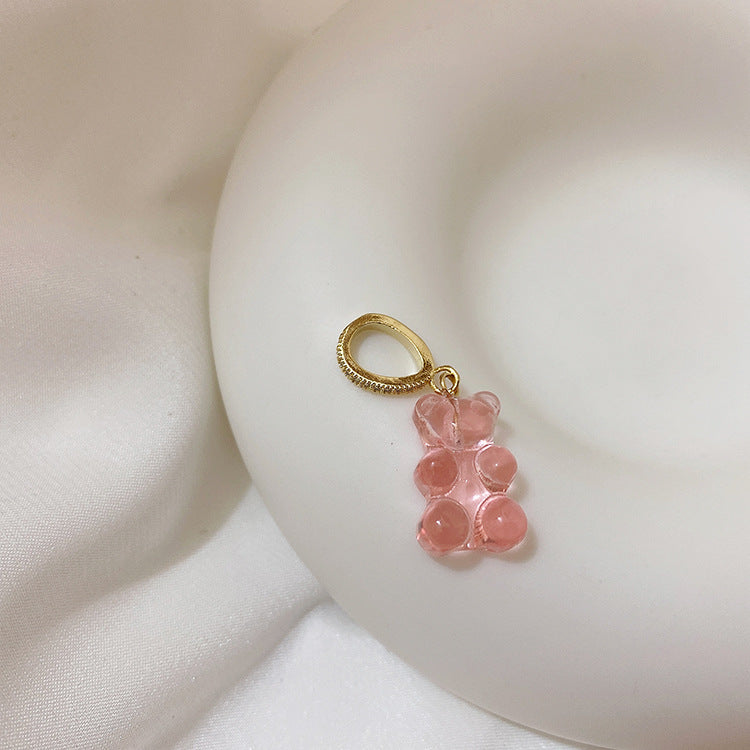 Transparent Bear Metal Smiley Pendant Female Necklaces