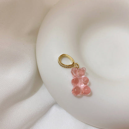 Transparent Bear Metal Smiley Pendant Female Necklaces