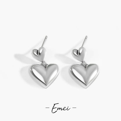 Love Heart Trendy Heart-shaped Eardrops Sweet Rings