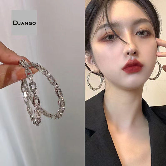 Sier Needle Korean Style Full Diamond Earrings