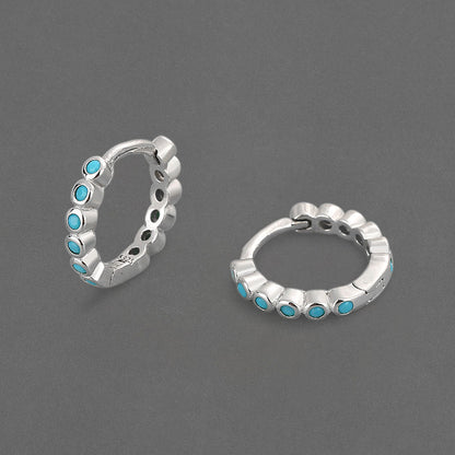 Style Blue Pine Zirconium Gold Exquisite Small Earrings