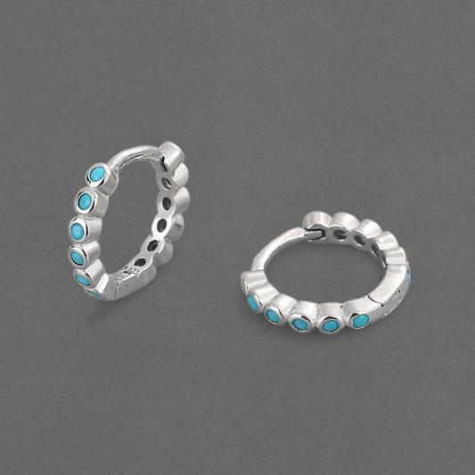 Style Blue Pine Zirconium Gold Exquisite Small Earrings