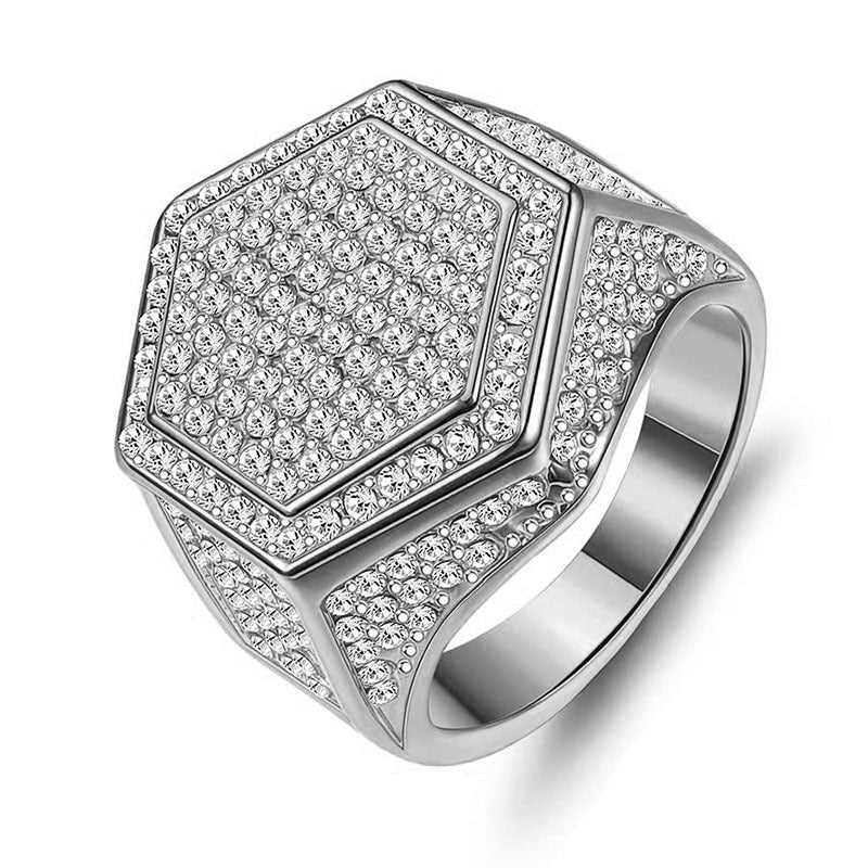 Men's Fashion And Luxury Polygon Shiny Hip Hop Rings