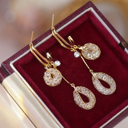 Water Drops Long Fringe Exquisite Light Earrings