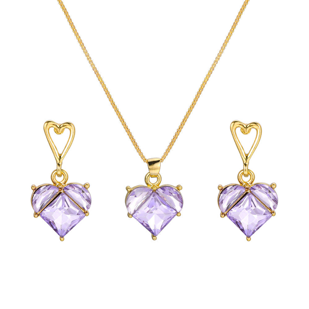 Pink Love Heart And Suite Peach Necklaces