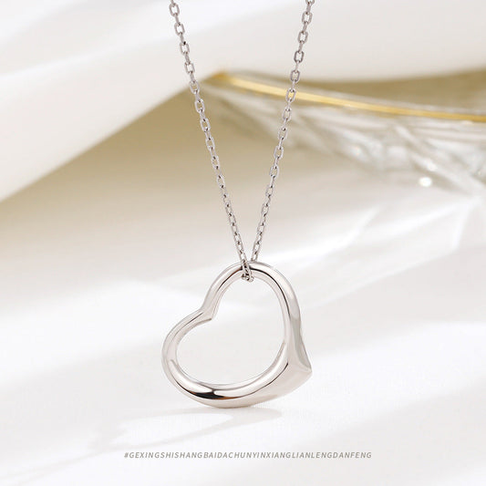 Women's Ornament Sterling Sier Hollow Heart Light Luxury Necklaces