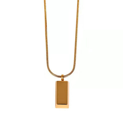 Simple Cold Style Titanium Steel Square Pendant Female Niche Necklaces