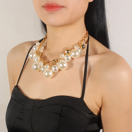 Elegant Simple Imitation Pearl Irregular Geometric Necklaces