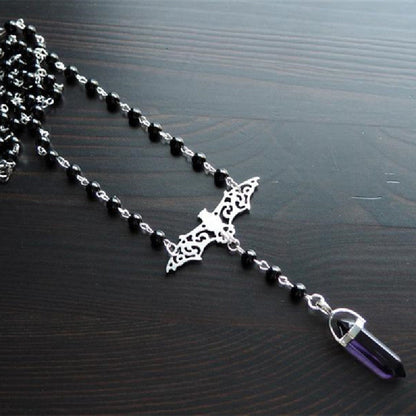 Fashion Simple Jewelry Moon Hexagon Prism Bat Necklaces