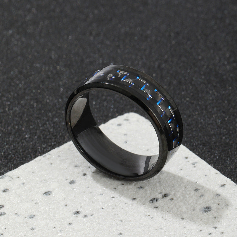 Men's Stainless Steel Ornament Simple Carbon Fiber Multicolor Rings