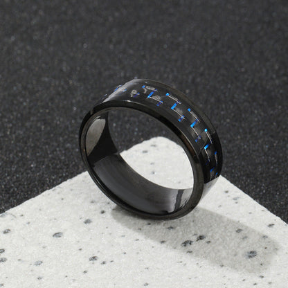 Men's Stainless Steel Ornament Simple Carbon Fiber Multicolor Rings