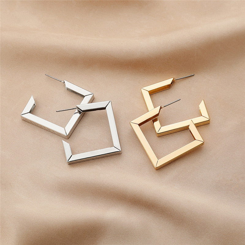 Women's Metal Personalized Fashion Match Diamond Geometric Earrings
