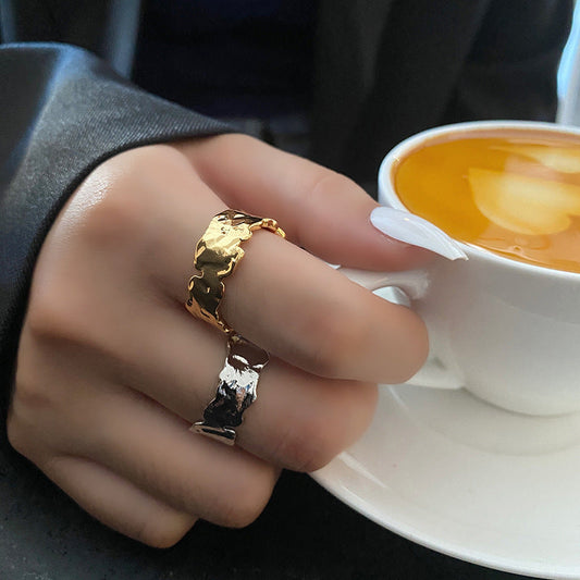 Fashion Tin Foil Irregular Metal Female Rings