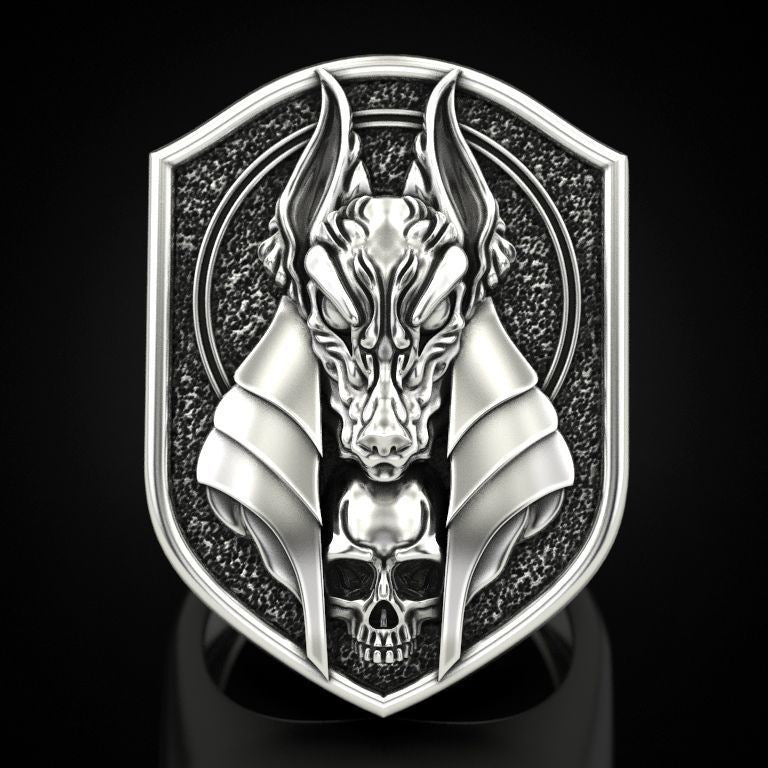 Death Anubis Vintage Hu Wolf Head Body Rings