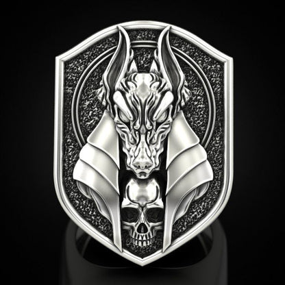 Death Anubis Vintage Hu Wolf Head Body Rings