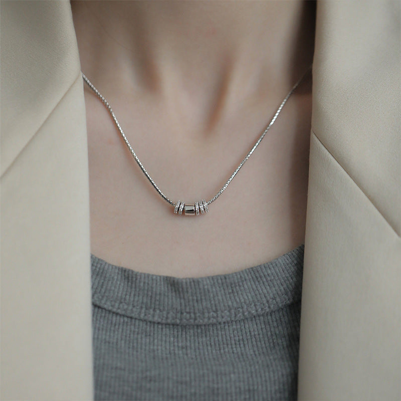 Waist Sier Simple Plaid Metal Pendant Clavicle Necklaces