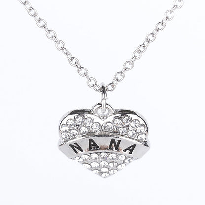 Simple Letter Family Member Full Diamond Necklaces