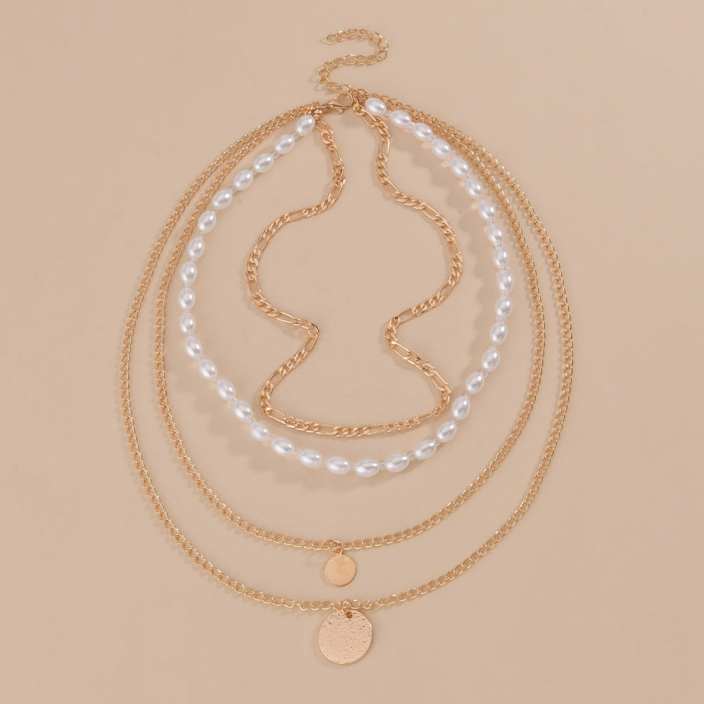 Women's Personality Twin Style Round Pendant Short Necklaces