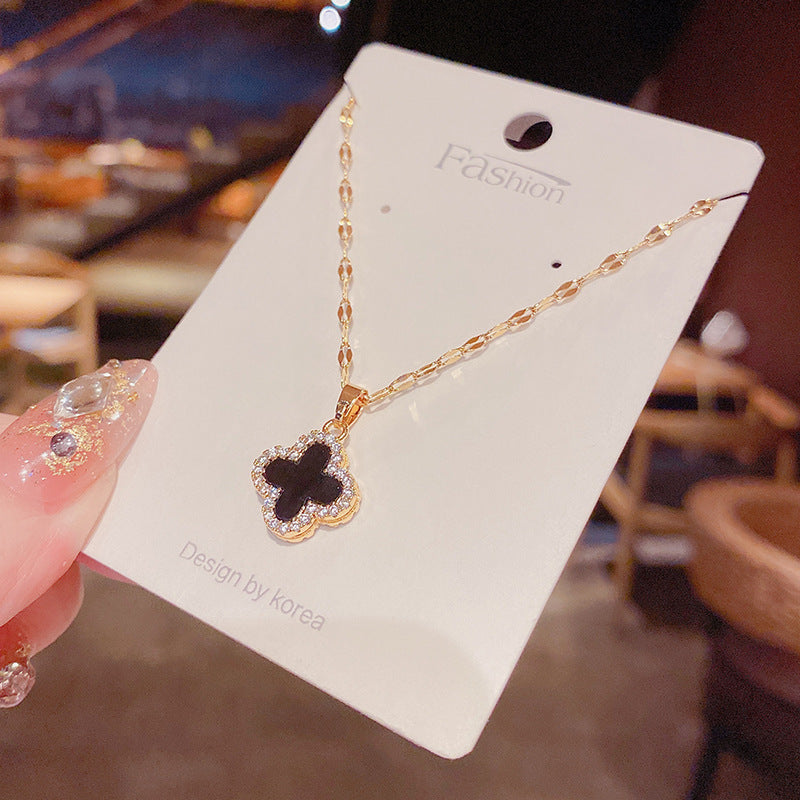 Flower Titanium Steel Female Niche Design Necklaces