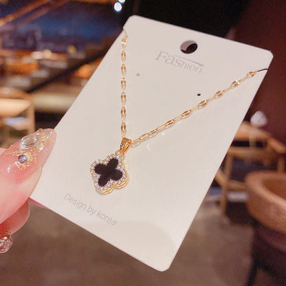 Flower Titanium Steel Female Niche Design Necklaces