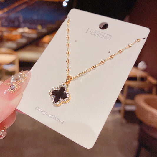 Flower Titanium Steel Female Niche Design Necklaces