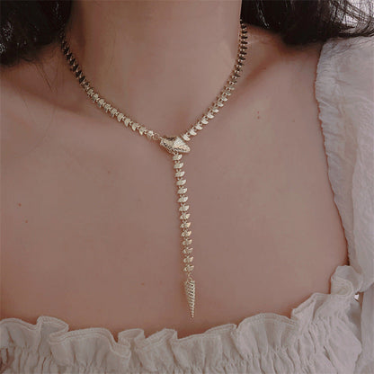 Women's Fashion Personality Gold Snake-shaped Tassel Light Luxury High Necklaces