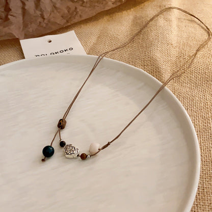 Women's Series Tigereye Butterfly Chinese Retro Beaded Sweater Necklaces