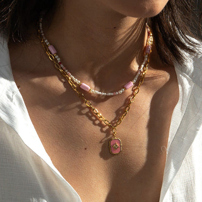 Star Design Elegant Lady Beaded Double Layer Twin Necklaces