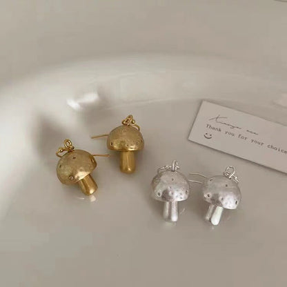 Women's Matte Metal Mushroom For French Style Retro Personality Earrings