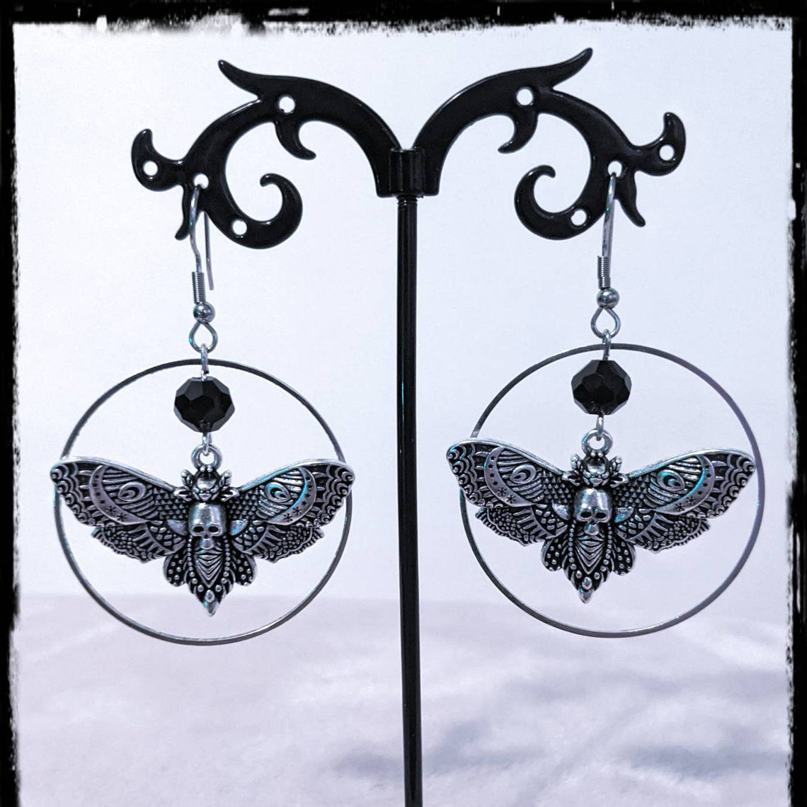 Gothic Sier Skull Moth Pendant Stylish Necklaces