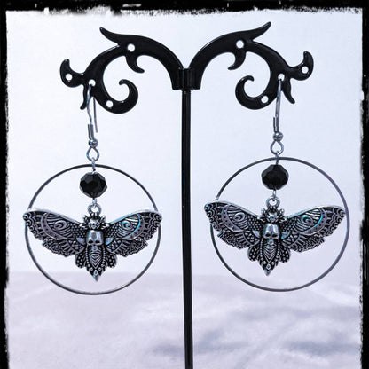 Gothic Sier Skull Moth Pendant Stylish Necklaces