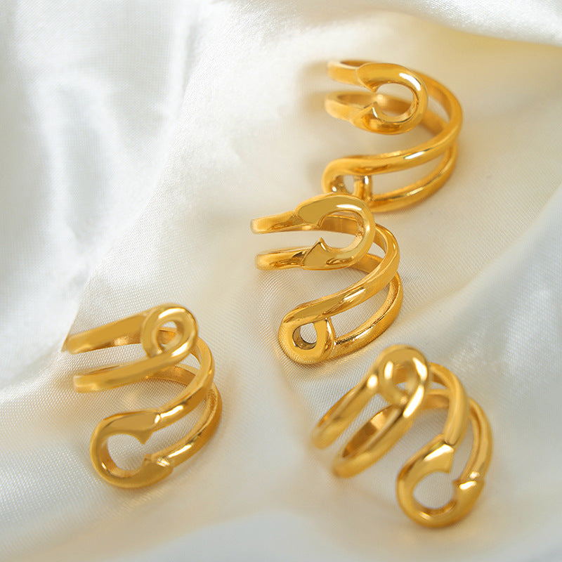 Women's Simple And Light Luxury Personality Titanium Steel Gold Plated Rings