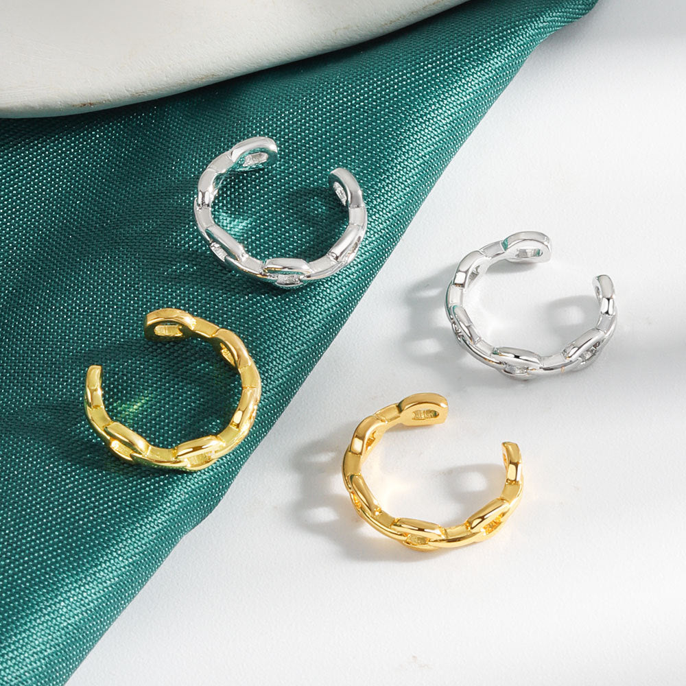 Women's Hollow Gold Chain Painless Ear Clip Earrings