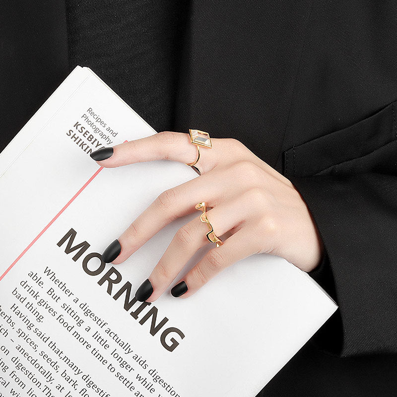 Style Niche Design Minimalist Versatile Irregular Wave Rings
