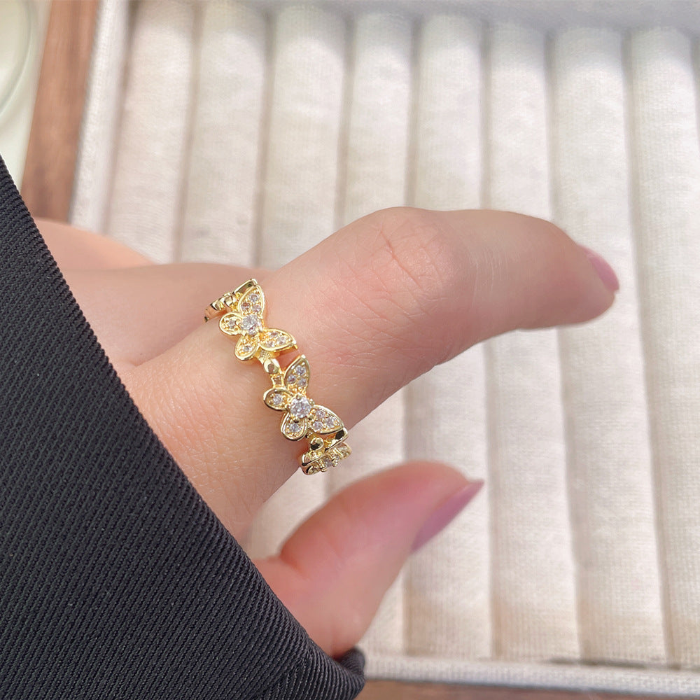 Women's Luxury Fashion Opening Zircon Adjustable Gold Rings