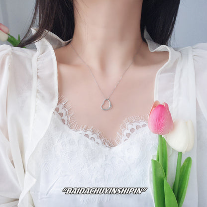 Women's Ornament Sterling Sier Hollow Heart Light Luxury Necklaces