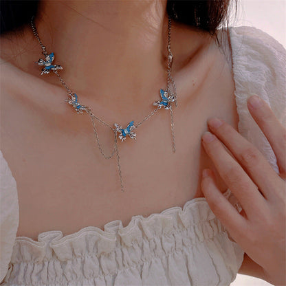 Women's Butterfly Tassel Titanium Steel For Design Necklaces