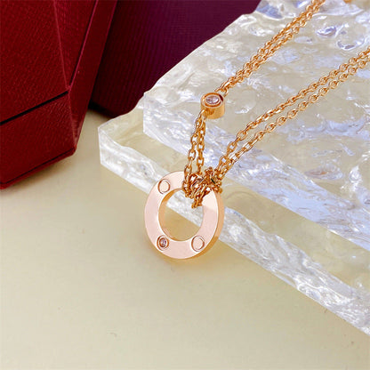 Double Big Cake Clavicle Chain Printed Necklaces