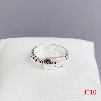 Women's Sier Smiling Face Temperament Retro Punk Simple Rings